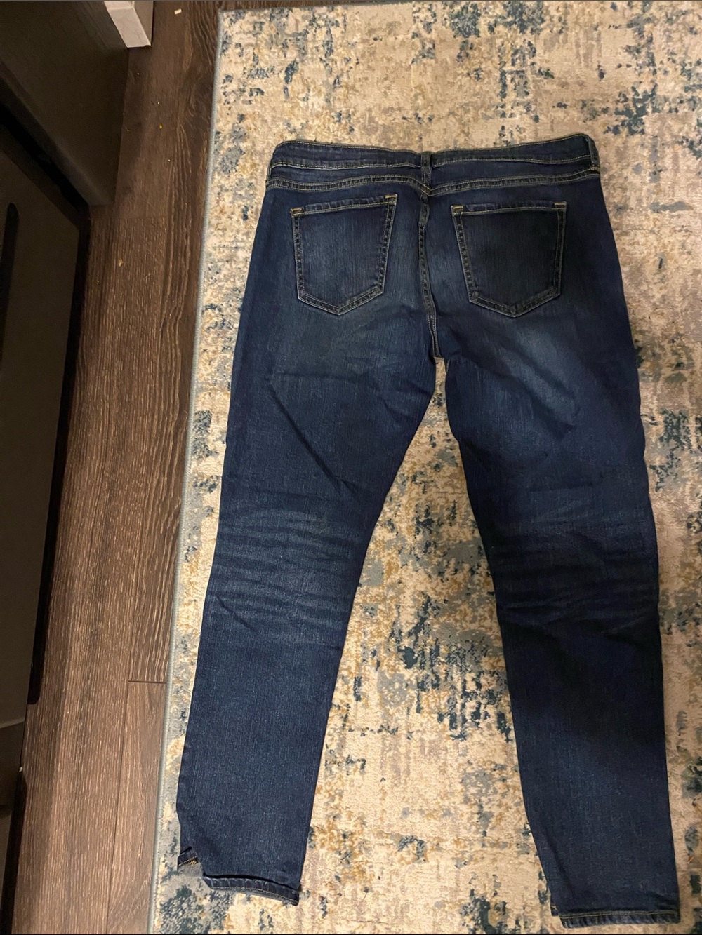 GAP Straight Cuff Jeans - Indigo Blue with Yellow Stitching